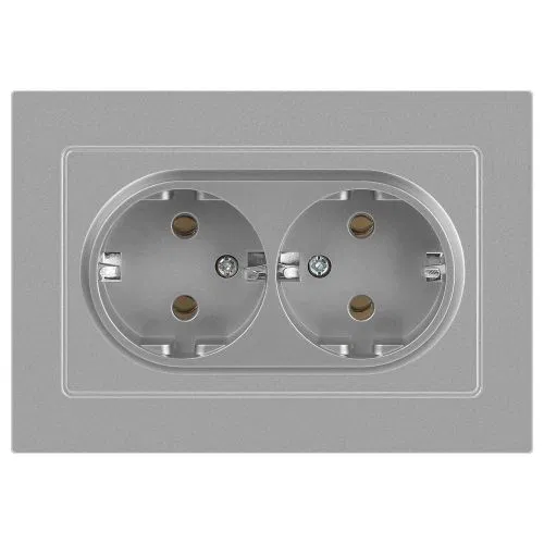 Розетка 2-м СП Accent 6-205-03 16А IP20 250В 2P+E Schuko AL/CU алюм. Intro Б0063490