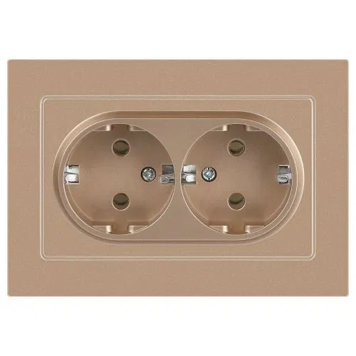 Розетка 2-м СП Accent 6-205-04 16А IP20 250В 2P+E Schuko AL/CU шампань Intro Б0063492
