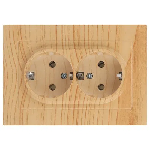 Розетка 2-м СП Accent 6-205-11 16А IP20 250В 2P+E Schuko AL/CU сосна Intro Б0063504