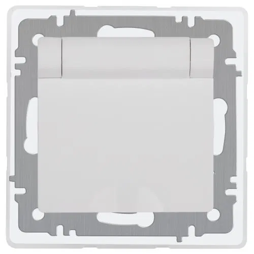 Розетка 1-м СП Accent 6-209-01 16А IP44 250В 2P+E Schuko с крышкой защ. штор. AL/CU бел. Intro Б0063553