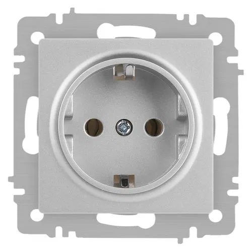 Розетка 1-м СП Accent 6-202-03 16А IP20 250В 2P+E Schuko алюм. Intro Б0063686