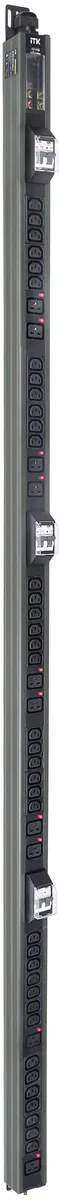 ITK BASE PDU вертикальный PV1113 45U 3 фазы 32А 38 розеток C13 + 10 розеток C19 с клеммной колодкой и кабелем 6м вилка IEC60309 (промышленная) серый
