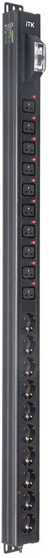 Блок распределения питания BASE PDU PV1101 24U 1ф 16А 10SCHUKO 10C19 без каб. ITK BS-PV70-10D-10C19-11