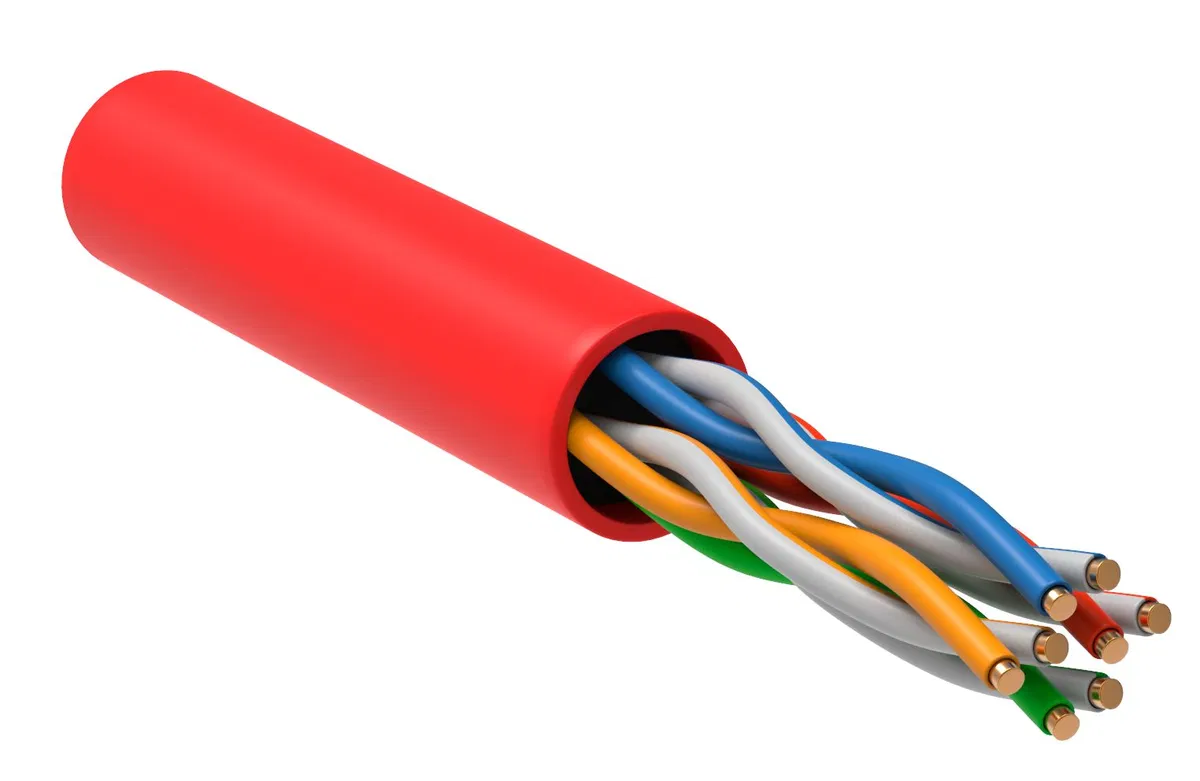 ITK Витая пара U/UTP кат.5E 4х2х24AWG solid LSZH нг(А)-HF красный (305м) LC1-C5E04-124