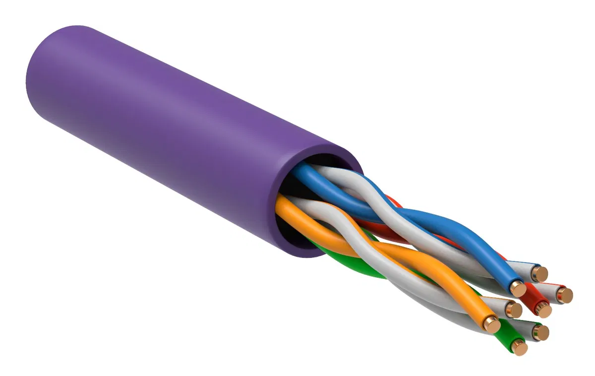 ITK Витая пара U/UTP кат.5E 4х2х24AWG solid LSZH нг(А)-HF фиолетовый (305м) LC1-C5E04-126