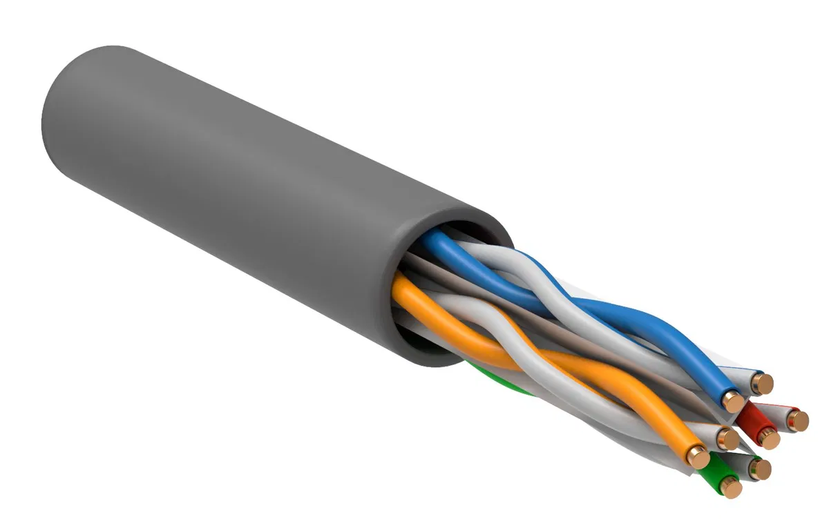 ITK Витая пара U/UTP кат.6 4х2х23AWG solid PVC серый (305м) LC1-C604-111