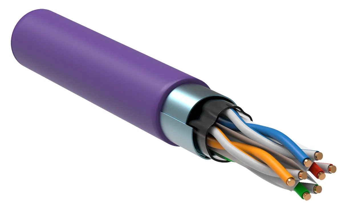 ITK Витая пара F/UTP кат.6 4х2х23AWG solid LSZH нг(А)-HF фиолетовый (305м) LC1-C604-326