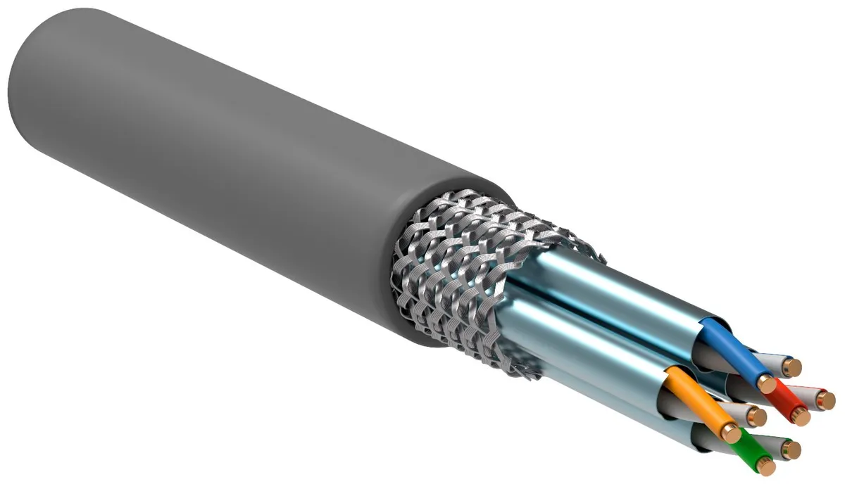 ITK Витая пара S/FTP кат.6A 4х2х23AWG solid LSZH нг(А)-HF серый (305м) LC1-C6A04-621