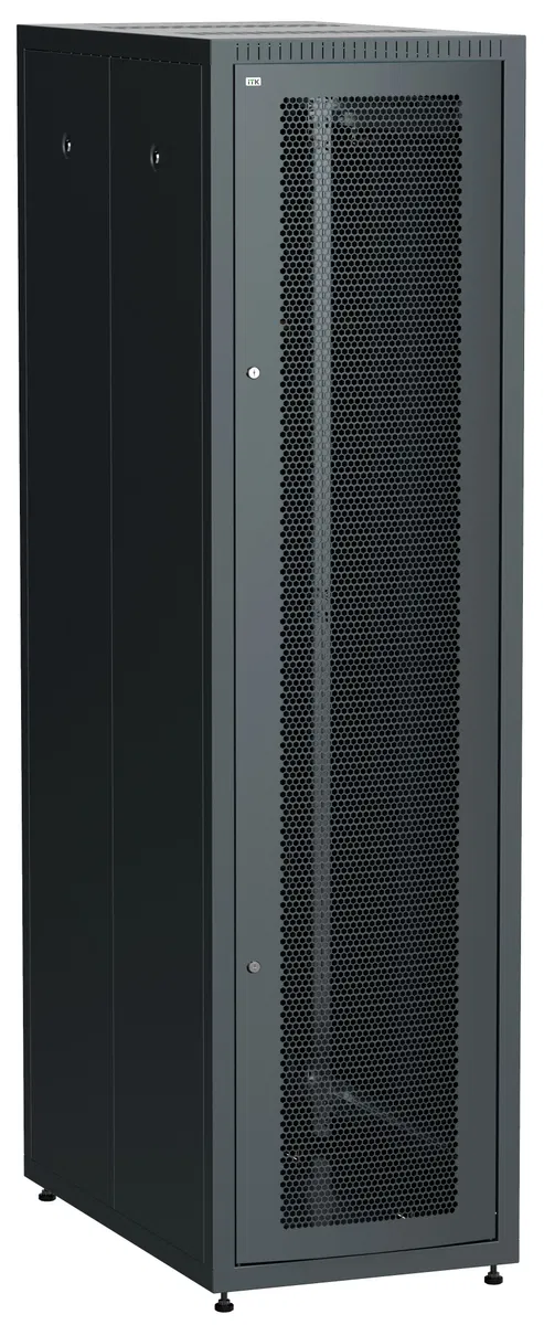 ITK LINEA E Шкаф напольный сетевой 19" 33U 600х1000мм перфорированная передняя дверь задняя металлическая черный LE05-33U61-PM