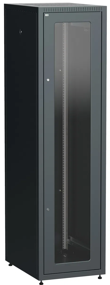 ITK LINEA E Шкаф напольный сетевой 19" 33U 600х800мм стеклянная передняя дверь задняя металлическая черный LE05-33U68-GM