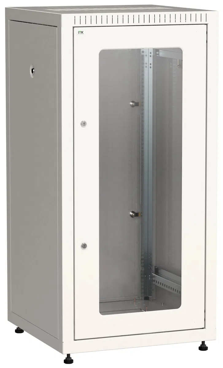 ITK LINEA E Floor-standing network cabinet 19" 24U 600x600mm glass front door metal rear gray LE35-24U66-GM
