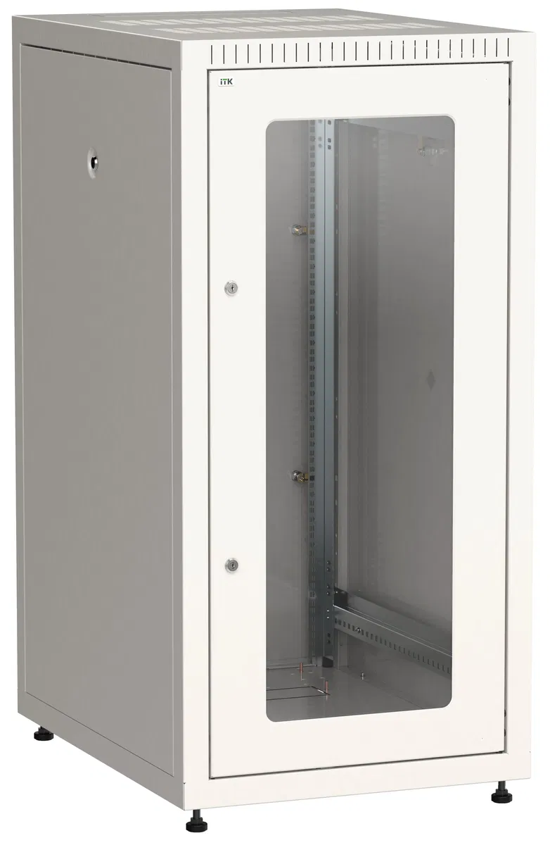 ITK LINEA E Шкаф напольный сетевой 19" 24U 600х800мм стеклянная передняя дверь задняя металлическая серый LE35-24U68-GM