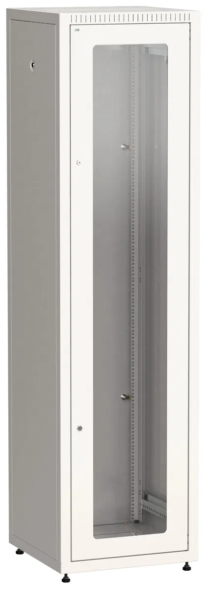 ITK LINEA E Шкаф напольный сетевой 19" 33U 600х600мм стеклянная передняя дверь задняя металлическая серый LE35-33U66-GM