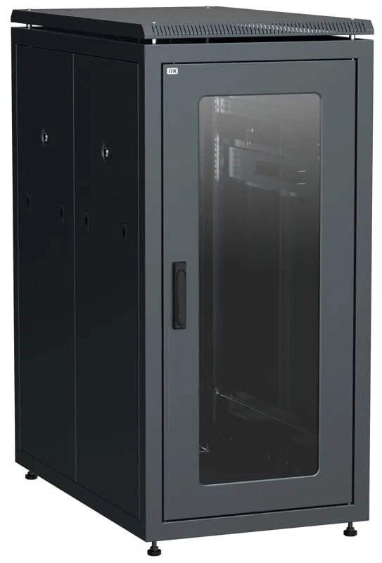 Шкаф сетевой 19дюйм LINEA N 18U 600х1000мм стеклянная передняя дверь черн. ITK LN05-18U61-G