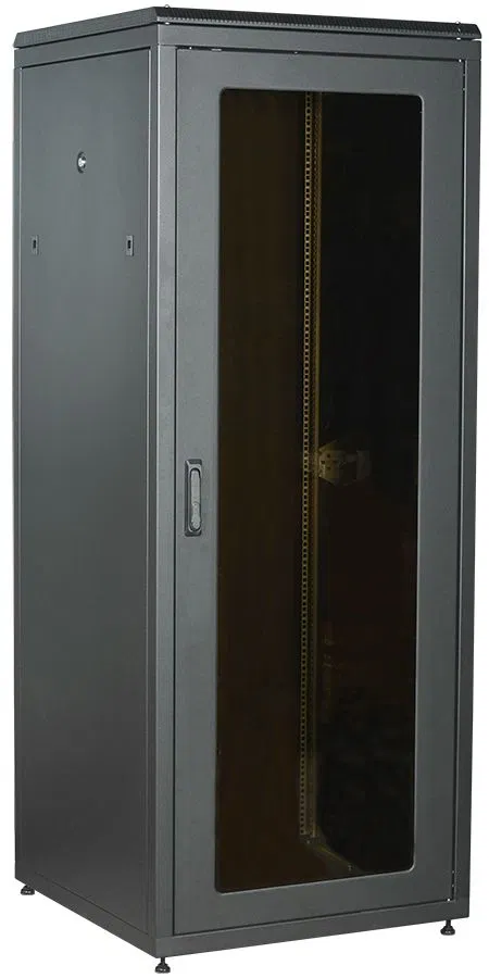 ITK LINEA N Шкаф сетевой 19" 18U 800х800мм стеклянная передняя дверь задняя металлическая черный LN05-18U88-GM