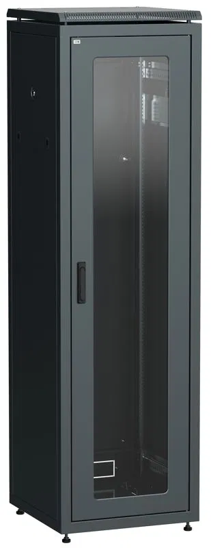 Шкаф сетевой 19дюйм LINEA N 42U 600х600мм стекл. передн. дверь черн. ITK LN05-42U66-G