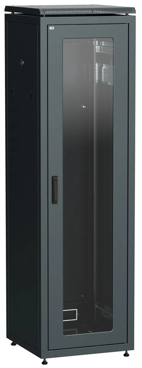 ITK LINEA N Шкаф сетевой 19" 42U 600х800мм стеклянная передняя дверь черный LN05-42U68-G