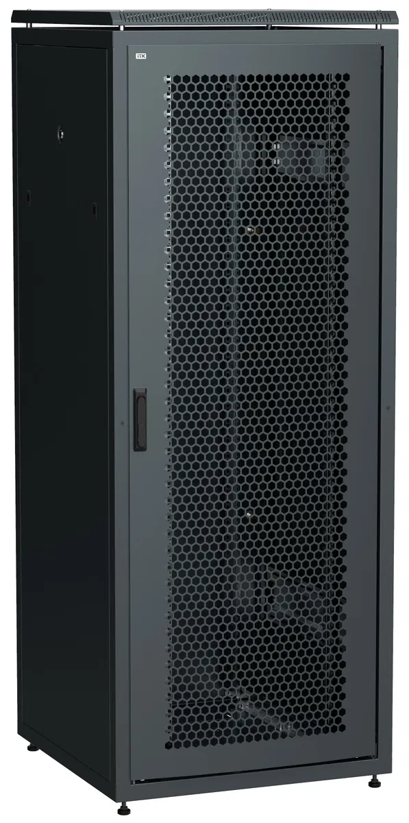 ITK LINEA N Шкаф сетевой 19" 42U 800х800мм перфорированная передняя дверь задняя металлическая черный LN05-42U88-PM