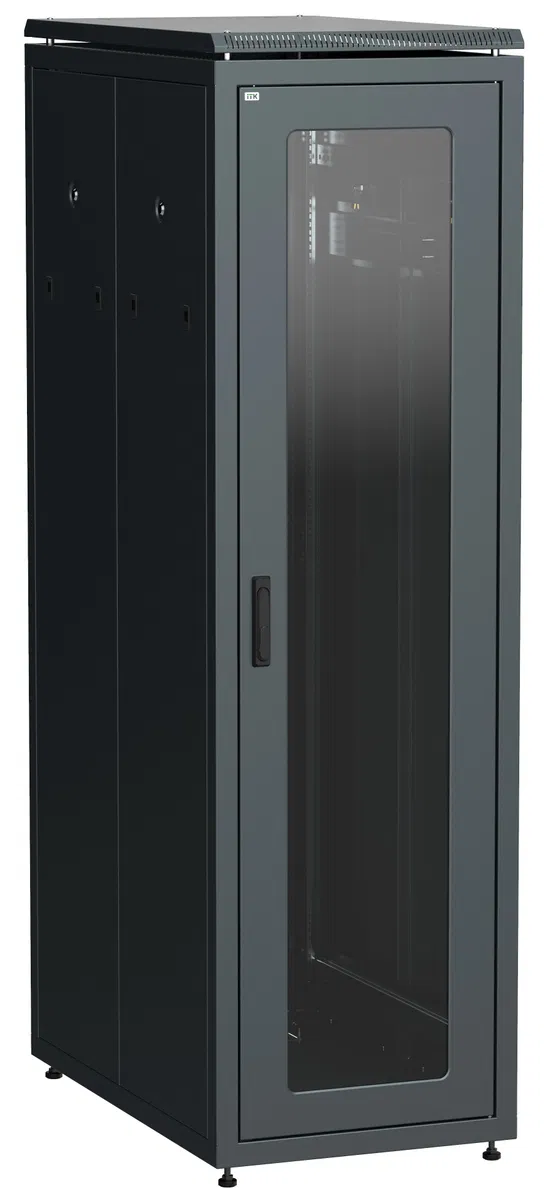 ITK LINEA N Шкаф напольный сетевой 19" 47U 800х1000мм стеклянная передняя дверь задняя перфорированная черный LN05-47U81-GP