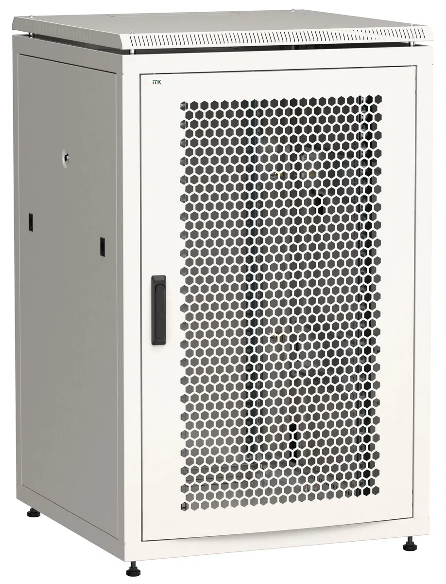 ITK LINEA N Шкаф сетевой 19" 24U 800х800мм перфорированная передняя дверь задняя металлическая серый LN35-24U88-PM