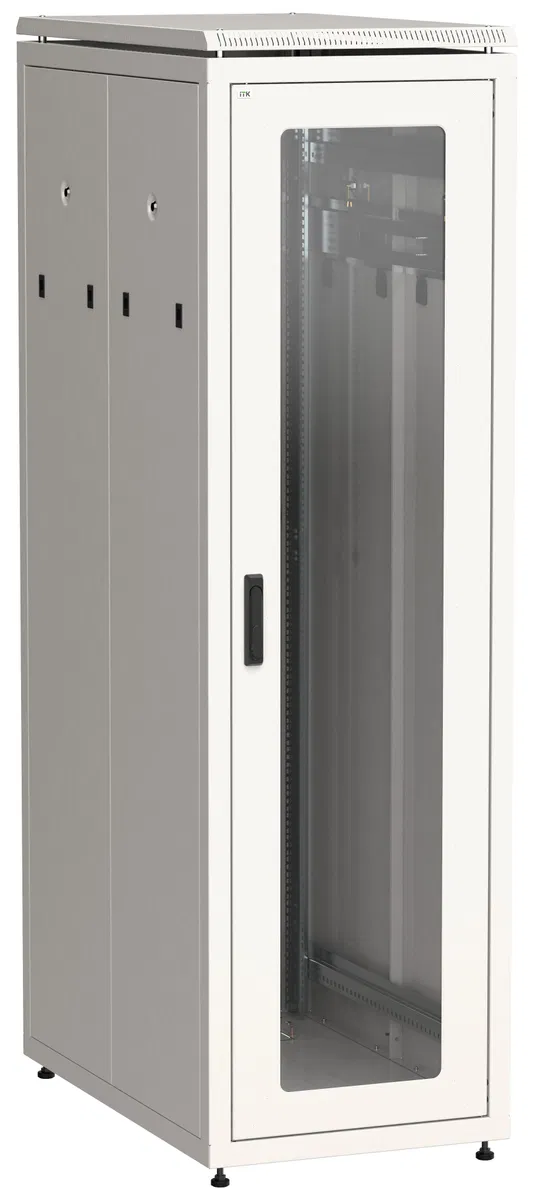 ITK LINEA N Шкаф напольный сетевой 19" 42U 800х1000мм стеклянная передняя дверь задняя перфорированная серый LN35-42U81-GP