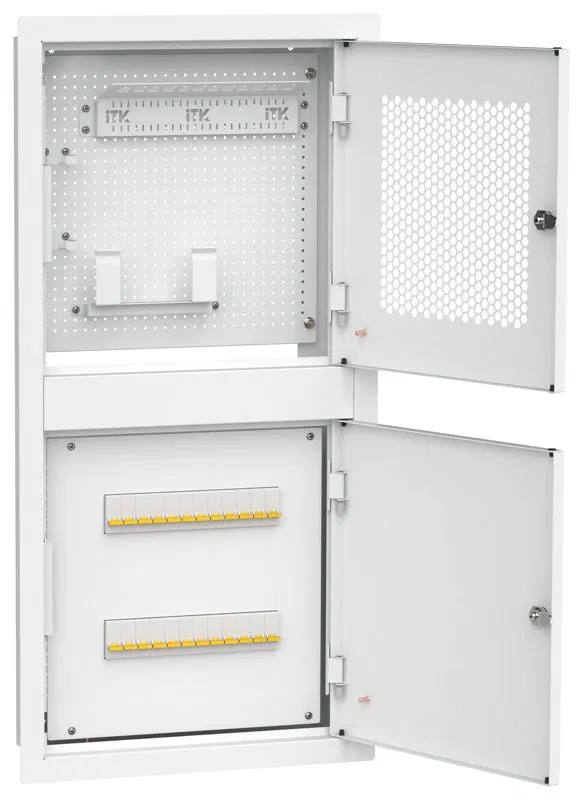 Шкаф встраиваемый двухсек. 3 ком. 400х850мм дверь метал. бел. LINEA R ITK LR16-4H81-M-FR3