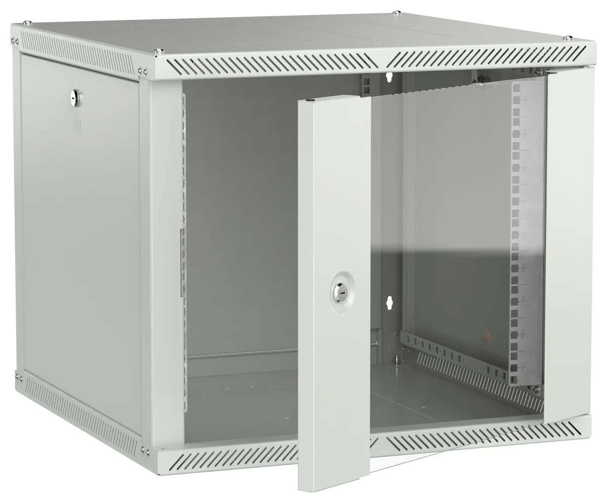 ITK LINEA W Шкаф настенный 9U 600х600мм дверь стекло серый 2.0