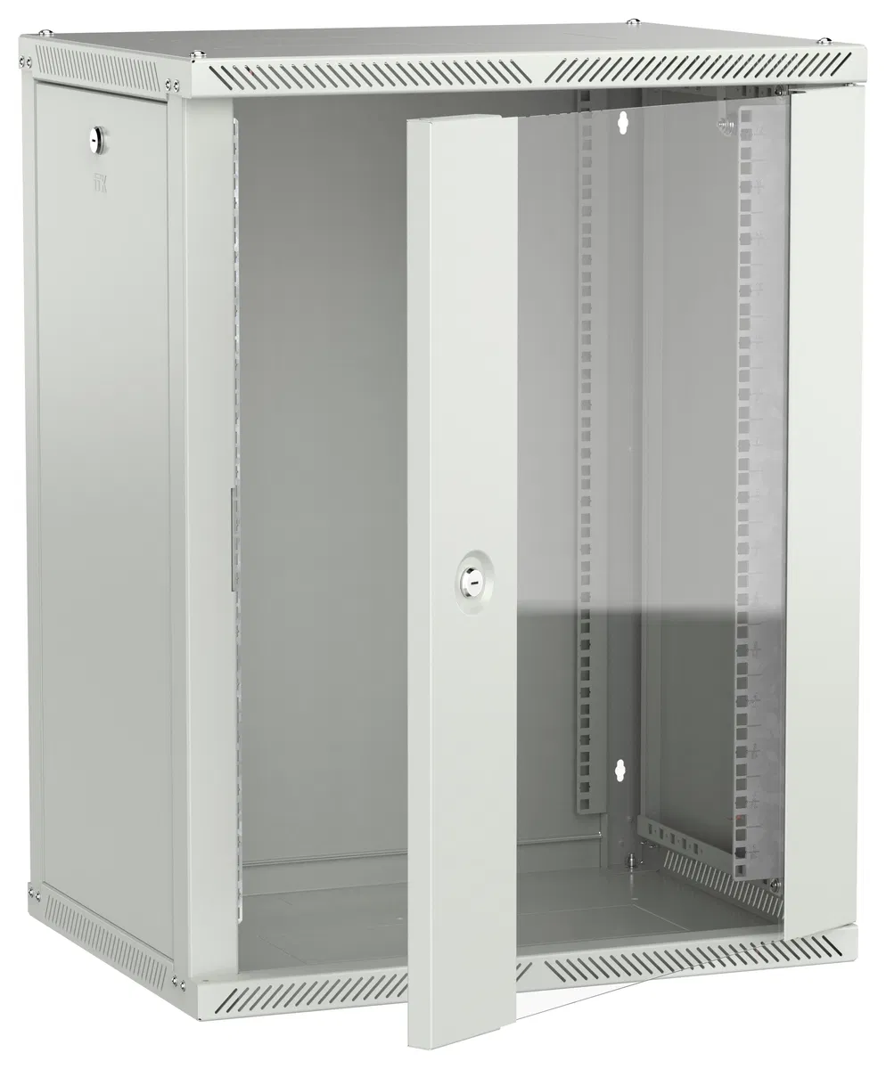 ITK LINEA W Шкаф настенный 15U 600х450мм дверь стекло серый 2.0 LWR3-15U64-GF-2