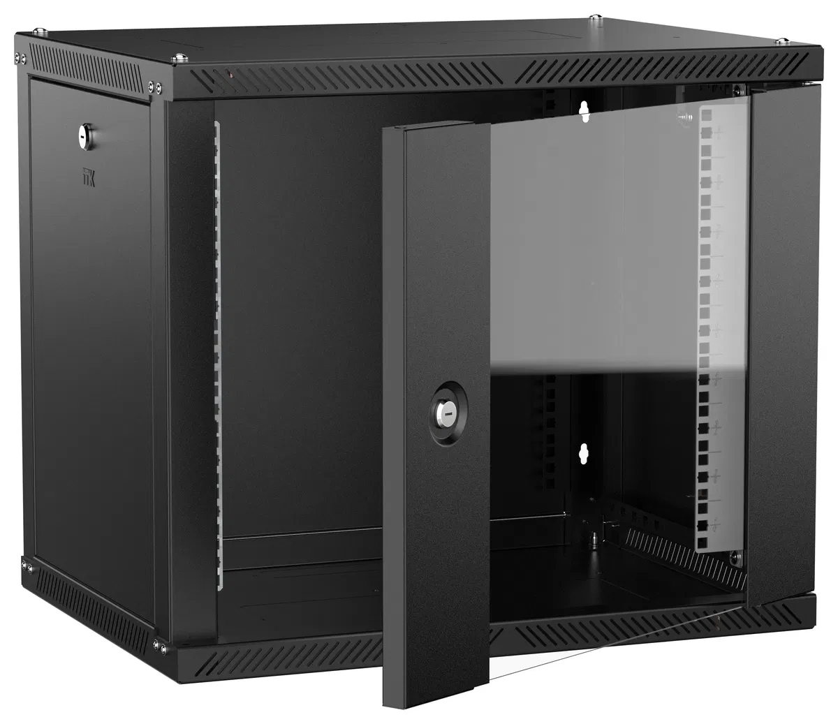 ITK LINEA W Шкаф настенный 9U 600х450мм дверь стекло черный 2.0 LWR5-09U64-GF-2