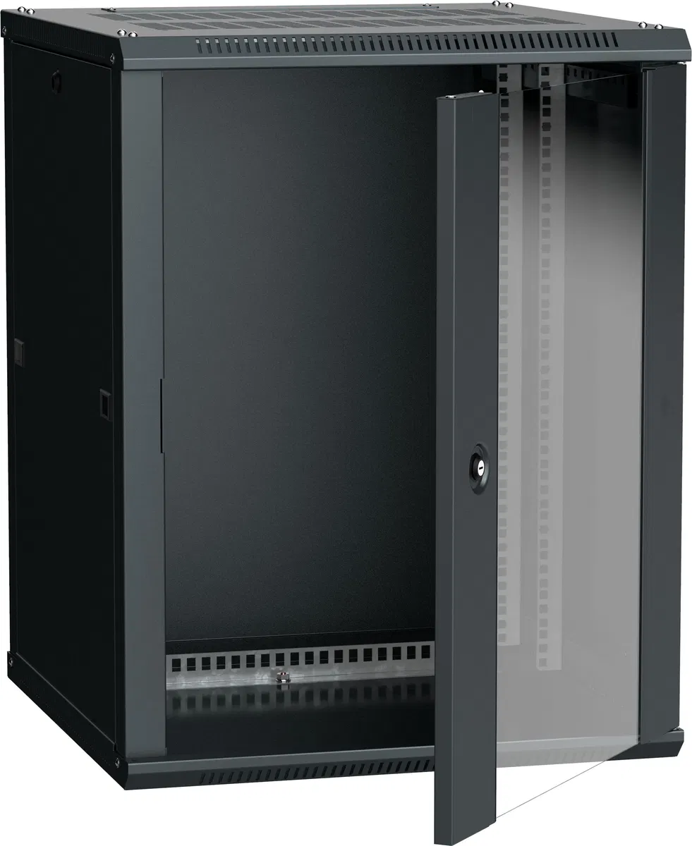 ITK Шкаф LINEA W 12U 600х600мм дверь стекло черный RAL9005 LWR5-12U66-GF