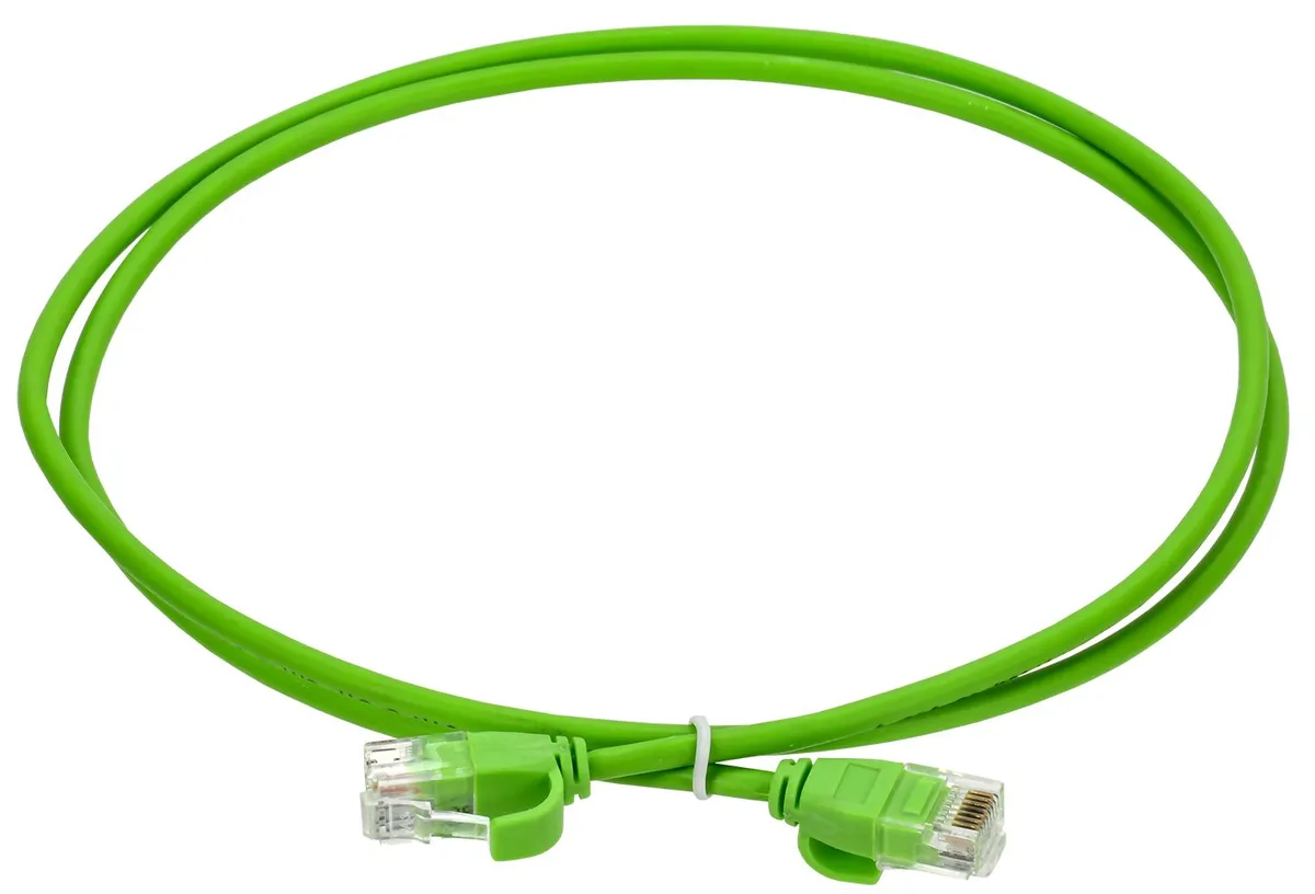 ITK Коммутационный шнур кат.6 UTP LSZH 5м slim колпачок с язычком зеленый PC02-C06UL-5M-SL-WT