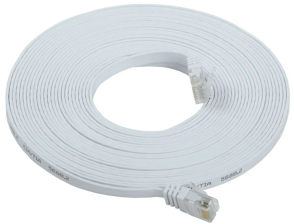 ITK Коммутационный шнур плоский (патч-корд) кат.6 UTP 10м белый PC08-C06U-10M-FL