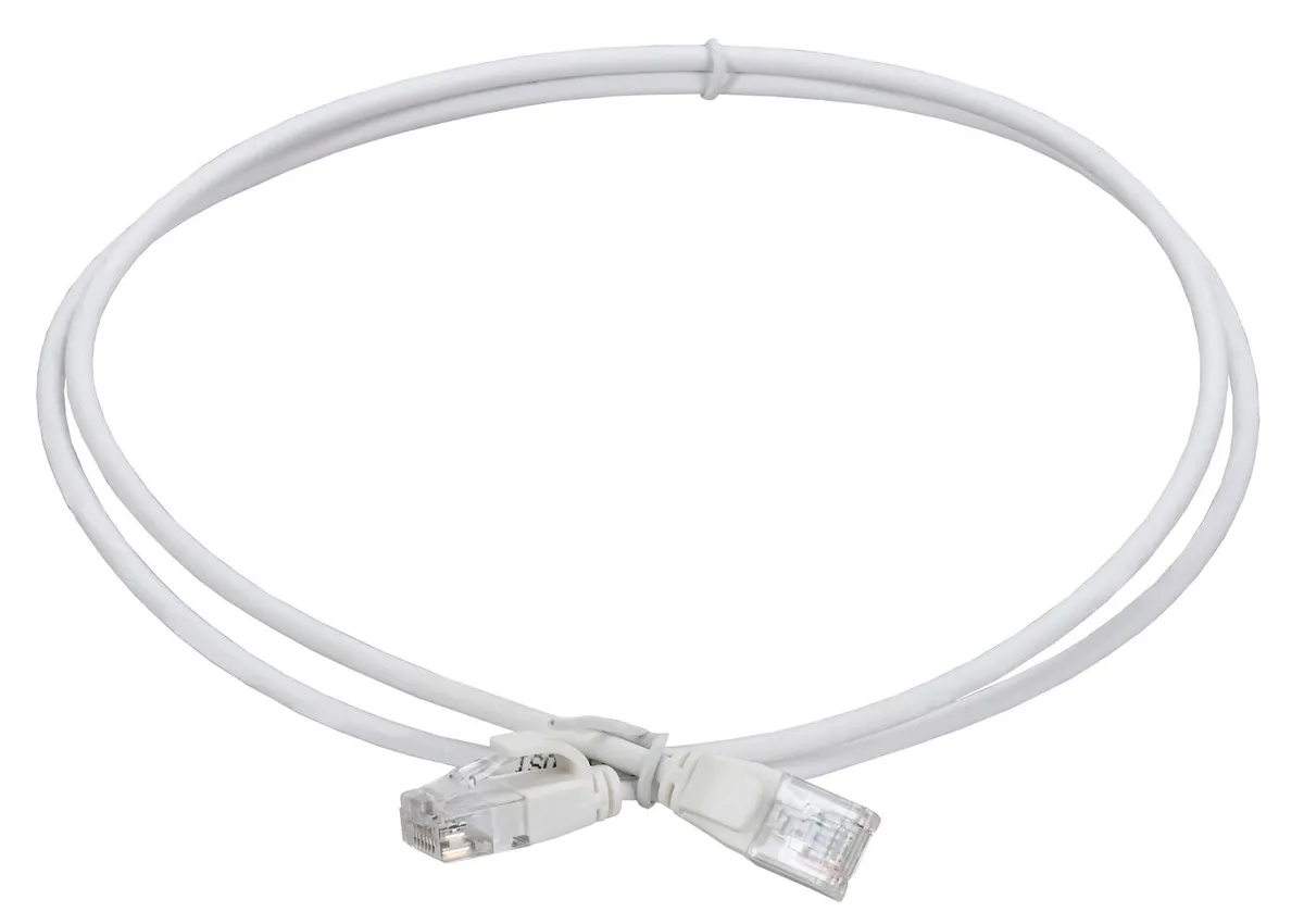 ITK Коммутационный шнур кат.6 UTP LSZH 5м slim колпачок без язычка белый PC08-C06UL-5M-SL-NT