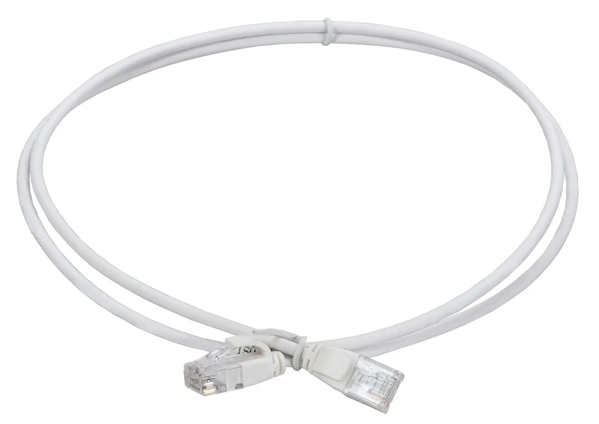 ITK Коммутационный шнур кат.6 UTP LSZH 5м slim колпачок без язычка белый PC08-C06UL-5M-SL-NT