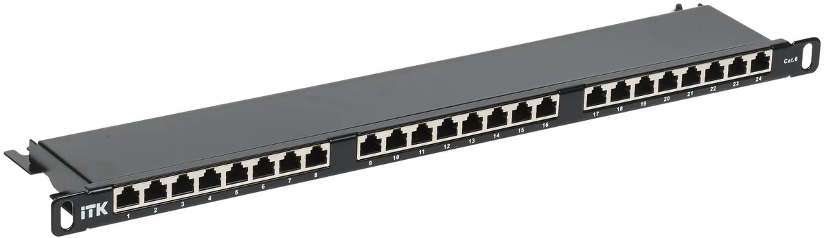 0,5U патч-панель кат.5E STP 24 порта экранированная (Dual IDC) высокой плотности