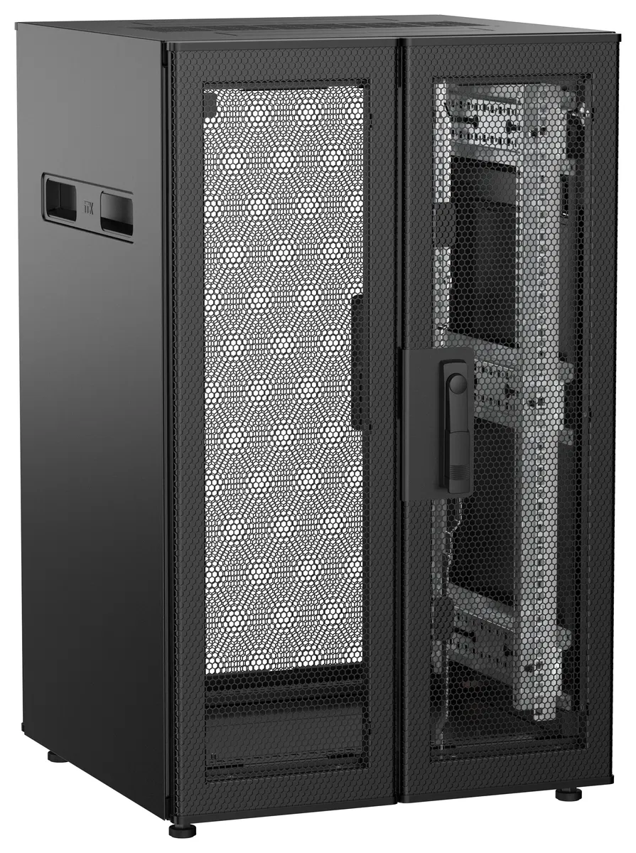 ITK UNITBOX N Шкаф сетевой 19" напольный 18U 600х600мм двери перфорированная металлическая двустворчатая перфорированная черный UBN05-18U66-2PP