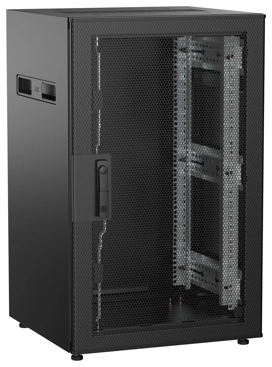 ITK UNITBOX N Шкаф сетевой 19" напольный 18U 600х600мм перфорированная передняя дверь черный UBN05-18U66-P