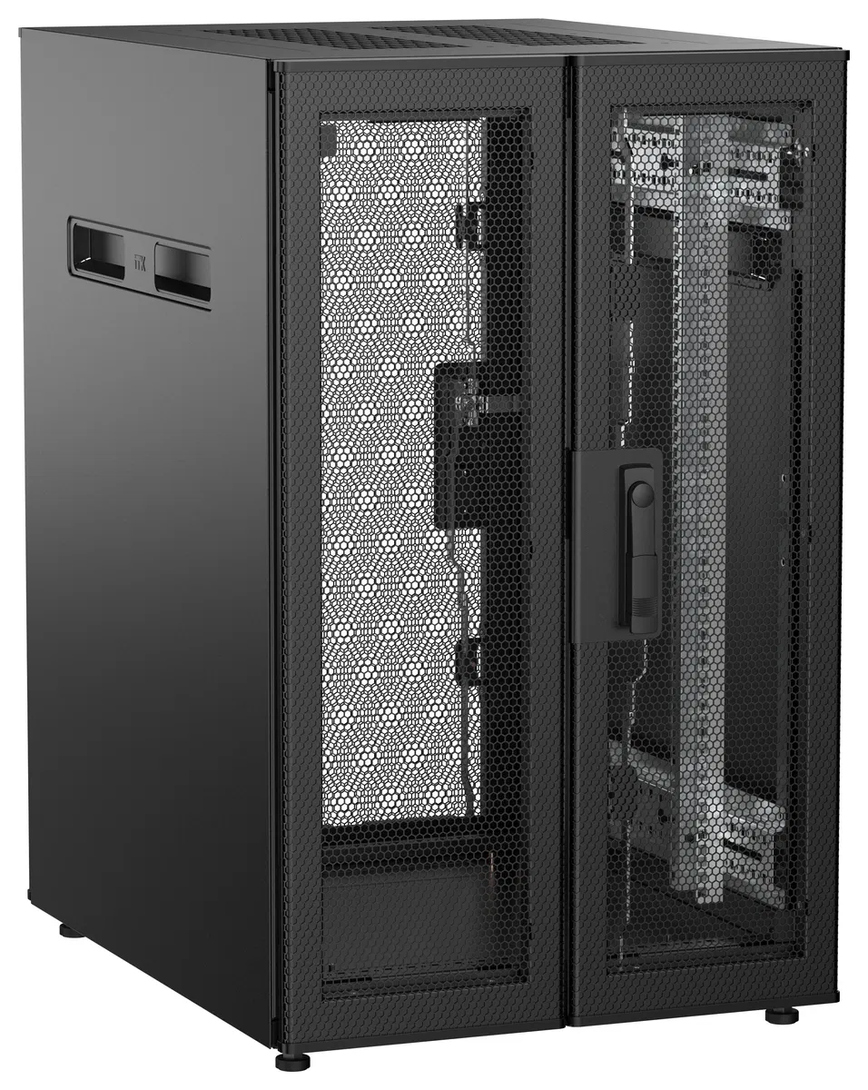 ITK UNITBOX N Шкаф сетевой 19" напольный 18U 600х800мм двери перфорированная металлическая двустворчатая перфорированная черный UBN05-18U68-2PP