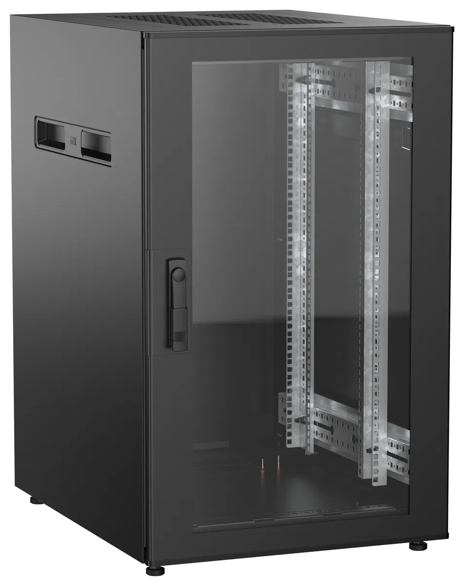 ITK UNITBOX N Шкаф сетевой 19" напольный 18U 600х800мм стеклянная передняя дверь черный UBN05-18U68-G