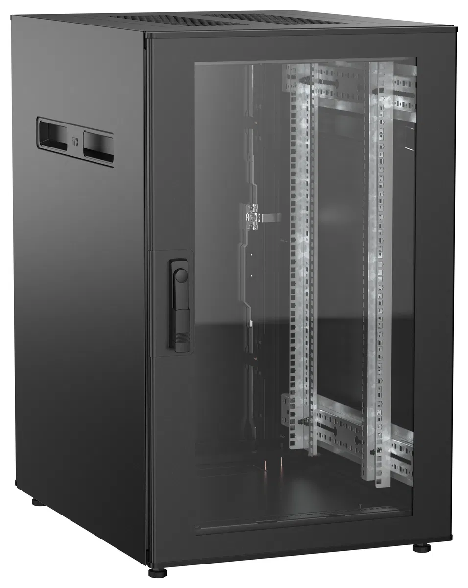 ITK UNITBOX N Шкаф сетевой 19" напольный 18U 600х800мм стеклянная передняя дверь задняя металлическая черный UBN05-18U68-GM