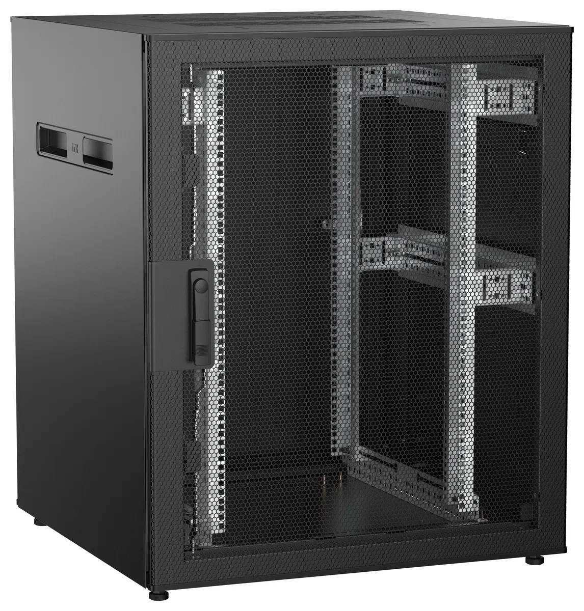 ITK UNITBOX N Шкаф сетевой 19" напольный 18U 800х800мм перфорированная передняя дверь задняя металлическая черный UBN05-18U88-PM