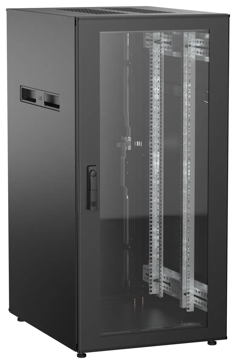 ITK UNITBOX N Шкаф сетевой 19" напольный 24U 600х800мм стеклянная передняя дверь задняя металлическая черный UBN05-24U68-GM