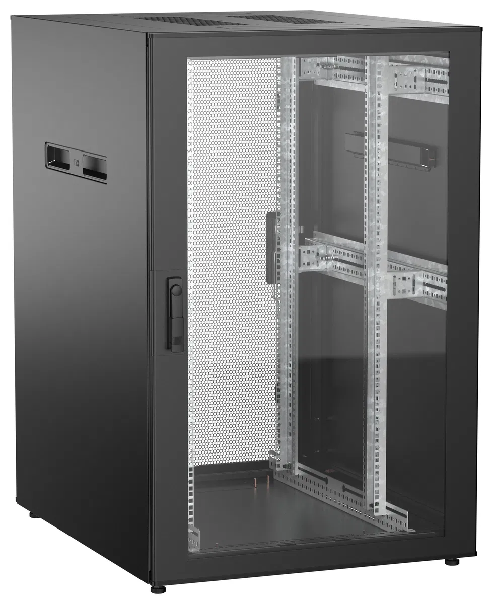 ITK UNITBOX N Шкаф сетевой 19" напольный 24U 800х1000мм стеклянная передняя дверь задняя перфорированная черный UBN05-24U81-GP