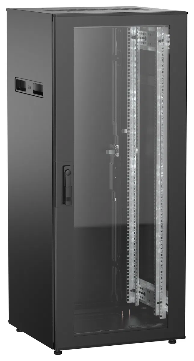 ITK UNITBOX N Шкаф сетевой 19" напольный 28U 600х600мм стеклянная передняя дверь задняя металлическая черный UBN05-28U66-GM