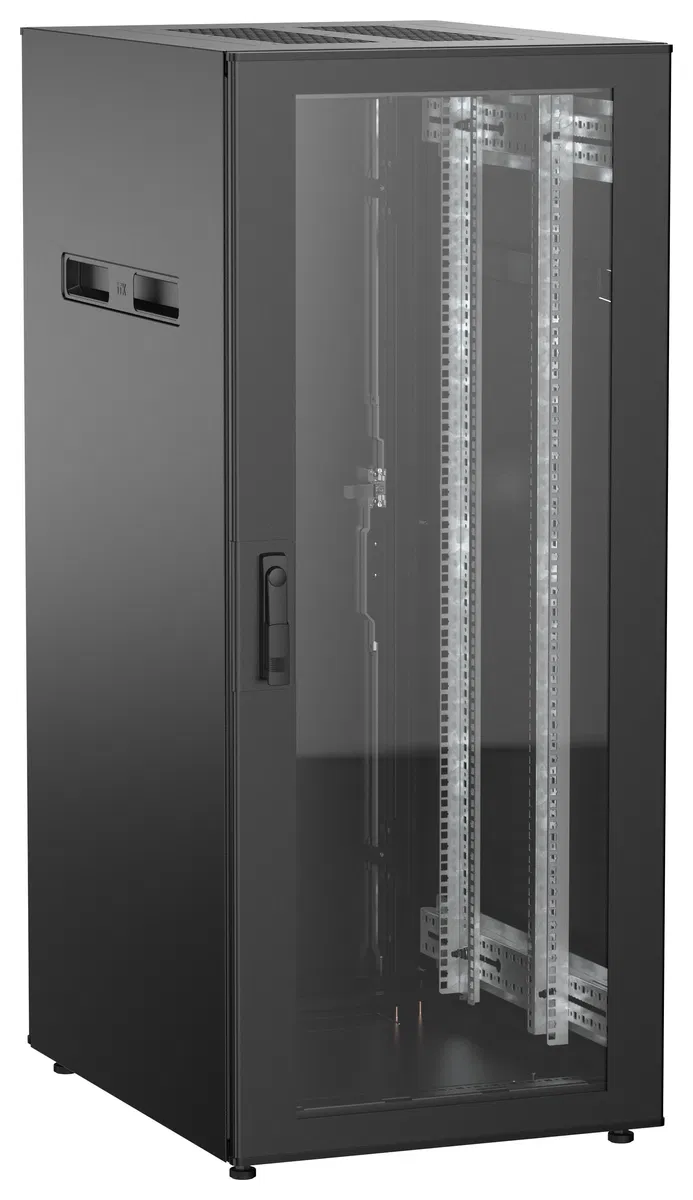 ITK UNITBOX N Шкаф сетевой 19" напольный 28U 600х800мм стеклянная передняя дверь задняя металлическая черный UBN05-28U68-GM