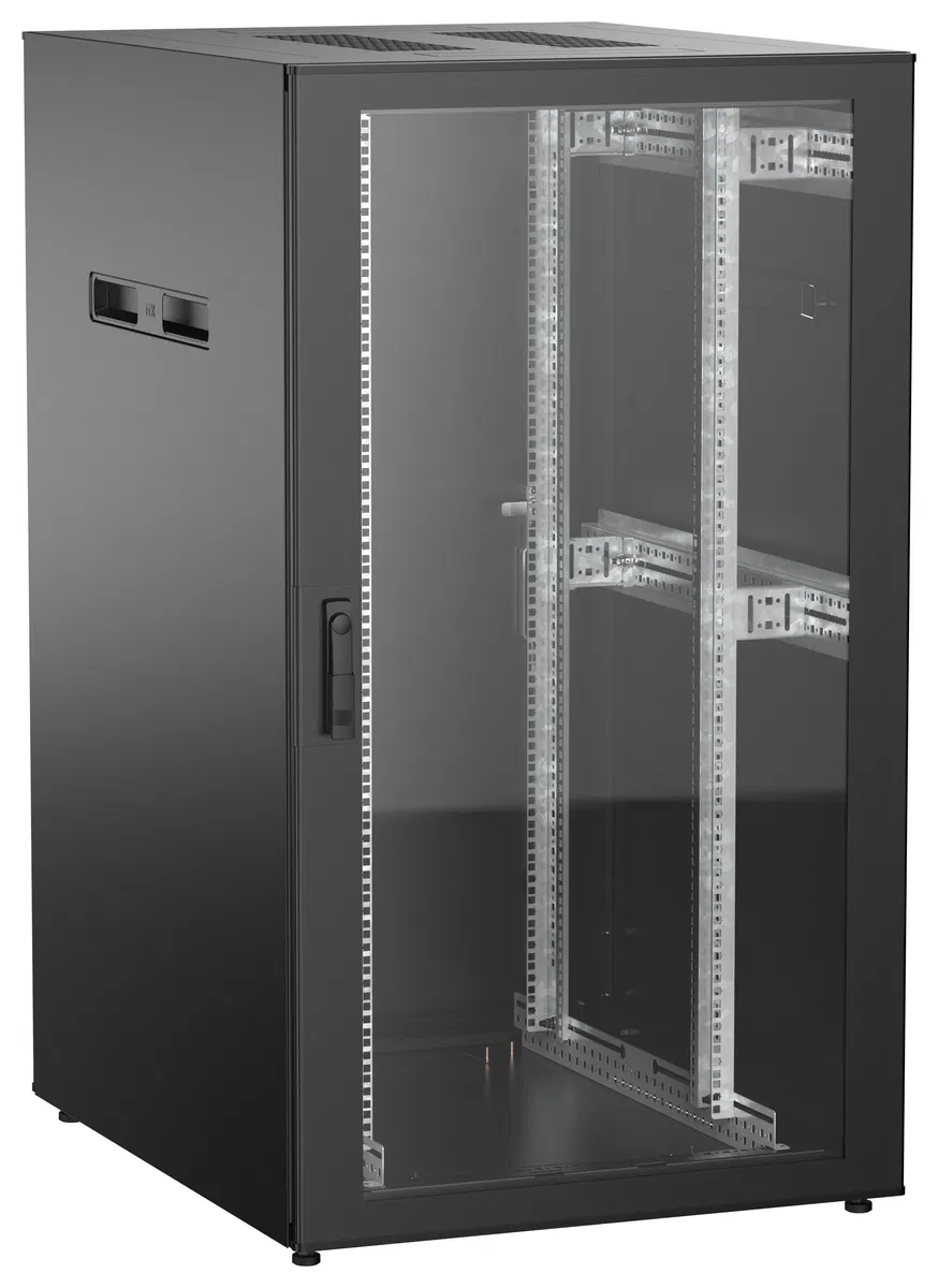 ITK UNITBOX N Шкаф сетевой 19" напольный 28U 800х1000мм стеклянная передняя дверь задняя металлическая черный UBN05-28U81-GM