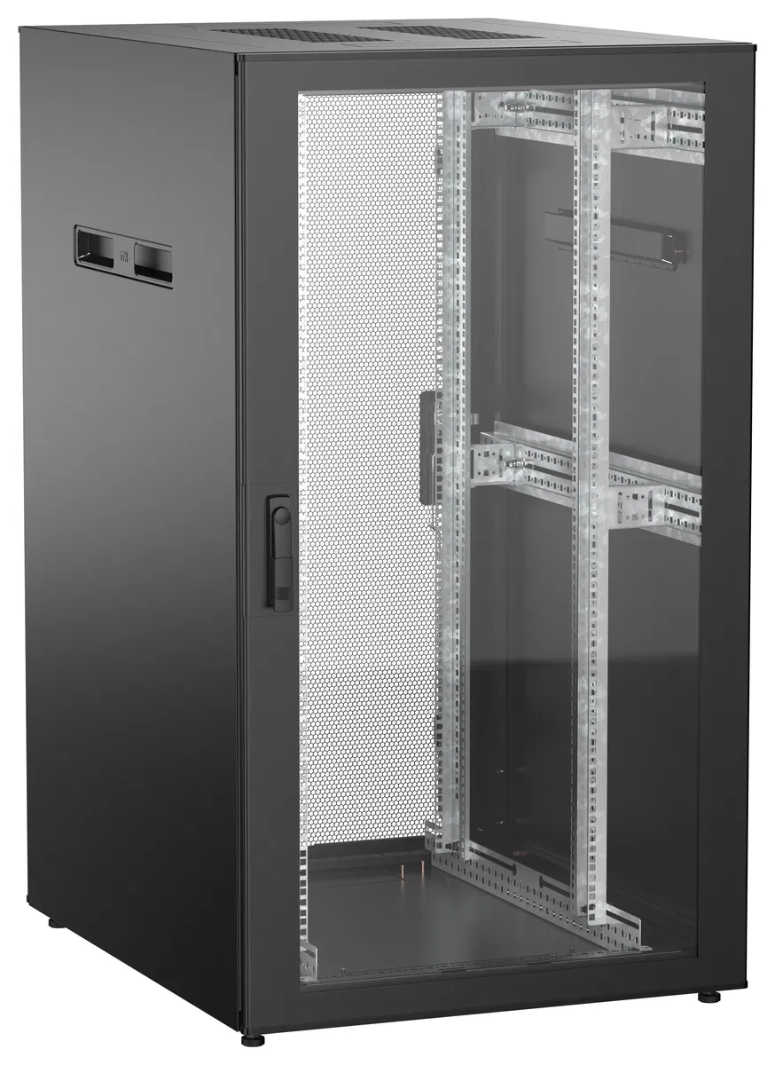 ITK UNITBOX N Шкаф сетевой 19" напольный 28U 800х1000мм стеклянная передняя дверь задняя перфорированная черный UBN05-28U81-GP