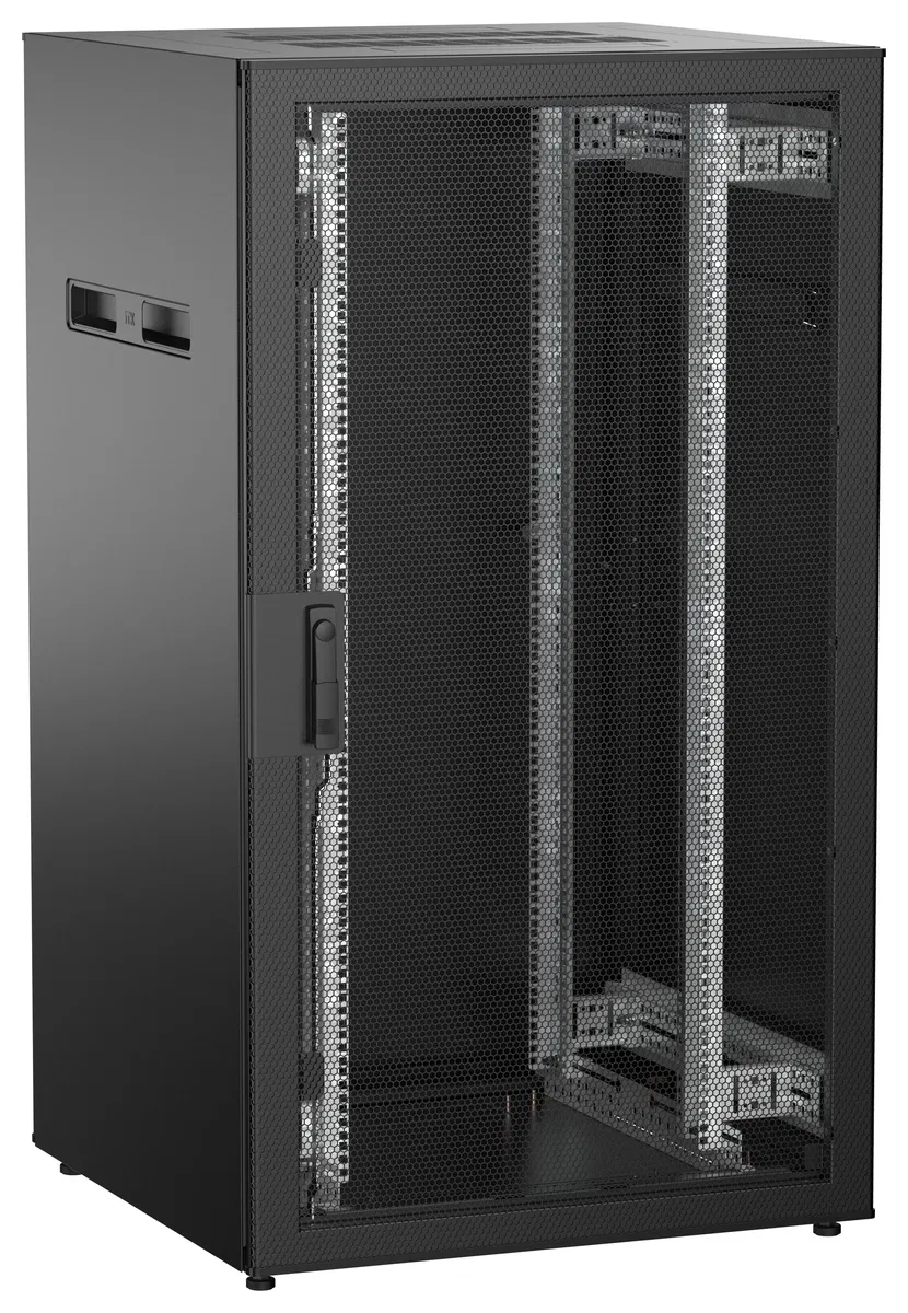 ITK UNITBOX N Шкаф сетевой 19" напольный 28U 800х800мм перфорированная передняя дверь задняя металлическая черный UBN05-28U88-PM
