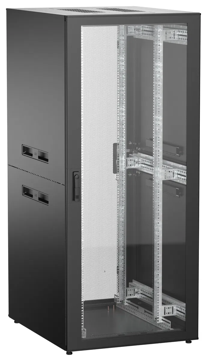 ITK UNITBOX N Шкаф сетевой 19" напольный 38U 800х1000мм стеклянная передняя дверь задняя перфорированная черный UBN05-38U81-GP