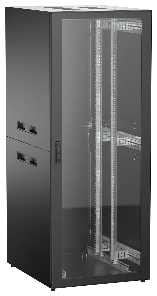 ITK UNITBOX N Шкаф сетевой 19" напольный 42U 800х1000мм стеклянная передняя дверь задняя металлическая черный UBN05-42U81-GM
